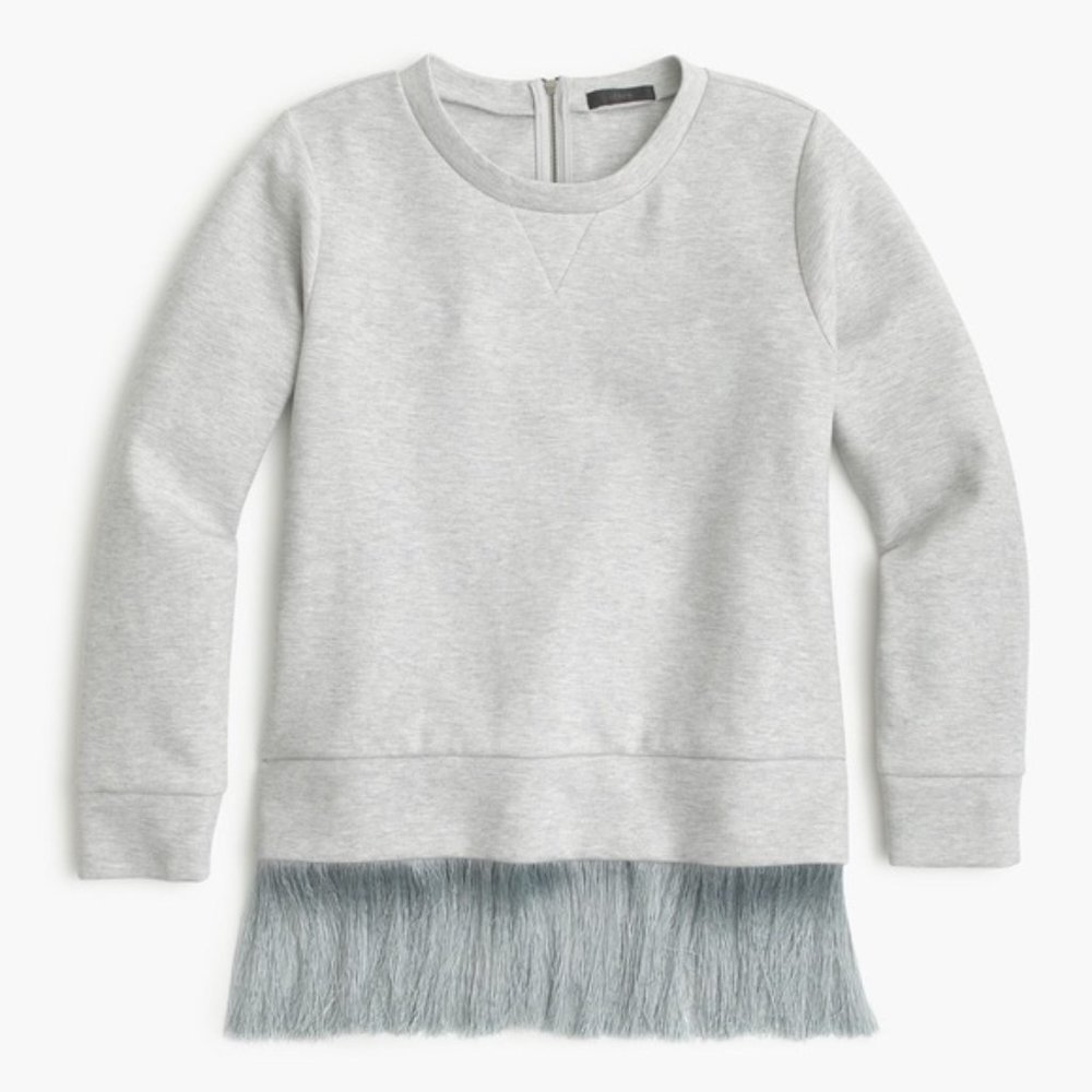 [J. Crew] Sweatshirt with fringe hem